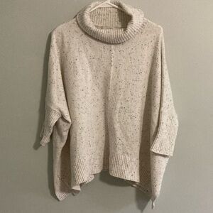 LOFT Speckled Cream Cowl Neck Sweater